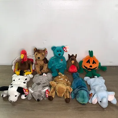 Vintage Ty Beanie Babies Plush Toys Stuffed Animal Original Huge Collection 10 • $29.99