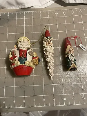 $10 • Buy VTG Lot Of 3 SANTA Figurines And CHRISTMAS ORNAMENTS 2 Are Midwest Nice