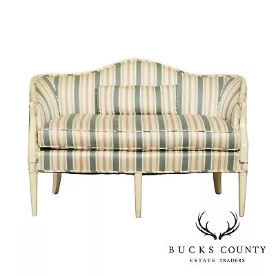 Hepplewhite Style Vintage Custom Painted Upholstered Loveseat • $795