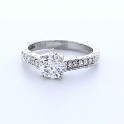 1.3CT Certified Lab-Created Diamond D/VS1 Round Cut 14K Gold Vintage Accent Ring • $1305