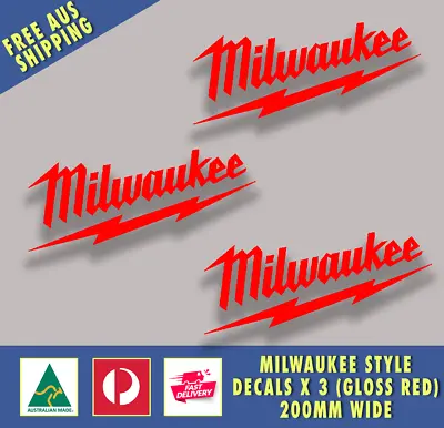 Milwaukee Style X 3 (gloss Red) Decals Power Tools Tradie Tradesman Diy • $8.45