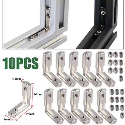 10PCS T-Slot Aluminum Extrusion Profile Joint L Bracket 90º Connector 2020 • $9.59