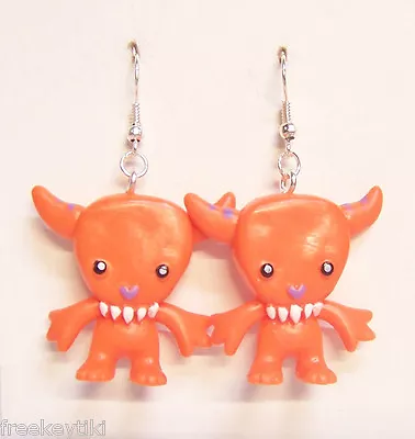 Harajuku Japan The Gooli Monsters Orange Qwip Mini Art Toys 2  Dangle Earrings • $6.95