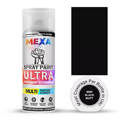 2 X 400 Ml Black Matt Spray Paint Double Pack RAL 9005 Quick Dry Low Odour • £11.99