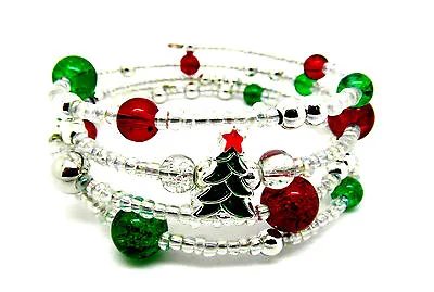 Christmas Tree Memory Wire Bracelet Jewellery Making Kit Instructions K0025L • £5.99