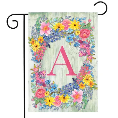 Spring Monogram Letter A Garden Flag Floral Wreath Briarwood Lane 12.5  X 18  • $6.99