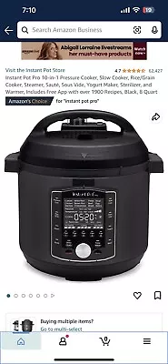 Instant Pot Pro 10-in-1 Slow/Pressure Cooker - Black 6 Quart • $77