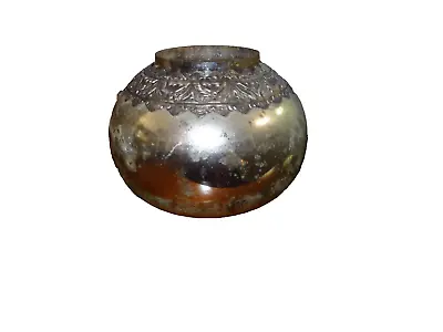 Mercury Glass Vase W/Metal Embellishment Silver • $9.50