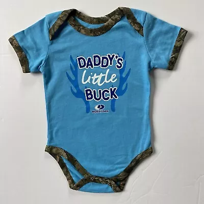 Mossy Oak One Piece Shirt Size 12 Months Hunting Daddy's Little Buck Blue Snap • $9.99