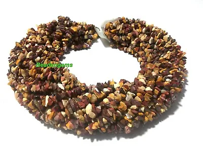 5 Strand Natural Mookaite Jasper Chips Nuggets Smooth 4-6mm Beads 34 Inch CH36 • $64.99