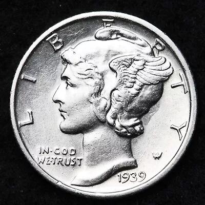 1939-S Mercury Silver Dime AU FREE SHIPPING  • $20