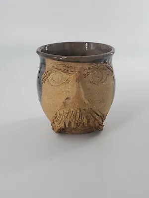 Ceramic Artisan Made Man With Mustache Mug 8oz Capacity Art Pottery Signed • $11.99