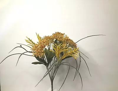 Yellow Flowers And Grass Pick Plastic Autumn Colors 7 Stems 12” Vintage  • $9