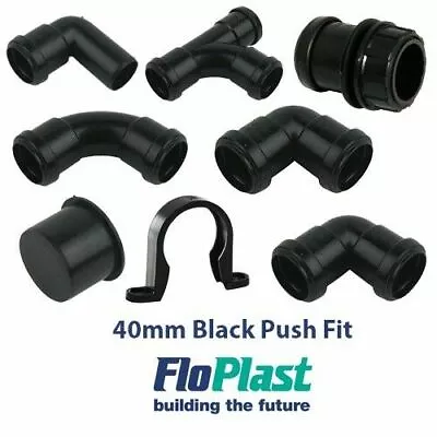 FLOPLAST 40mm PUSH FIT WASTE FITTINGS BLACK - MULTI LISTING • £4.31