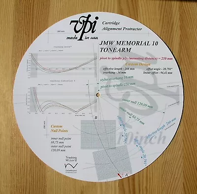 VPI JMW 10 Custom Designed Tonearm Cartridge Stylus Alignment Protractor • $35.99