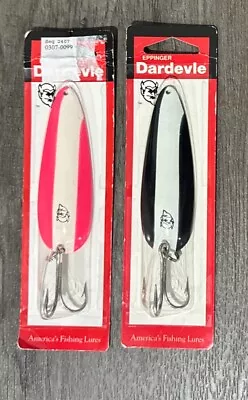 VTG NOS Eppinger Dardevle Spoon Lure Nickel Copper Back Pink Black 1 Oz Lot Of 2 • $14.99