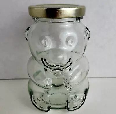 Vintage Clear Glass Bear Honey Or Jelly Jar With Lid RP-69 Animal Container 🐻 • $17.88