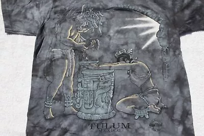 Mayan Ville Dan Eli Hand Dyed Tulum Mexico T Shirt Black Grey Large Graphic • $25