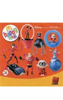 The INCREDIBLES LOT MCDONALDS HAPPY MEAL TOYS - Complete Set Of 8-New Vtg 2004 • $57