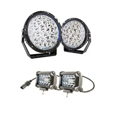 Kings Lethal 9” Premium LED Driving Lights (Pair) + 4  LED Light Bar (Pair) 4WD • $118.95