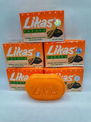 Likas Original Papaya Soap 135g X 5 - Herbal Bath Soap For Face And Body • £24.99