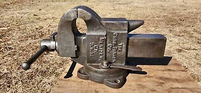 Rare Antique Chas Parker No 994 Swivel Base Anvil Vise With Wrench 4  Jaws 85lb • $350