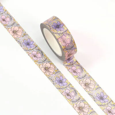 $5.50 • Buy Floral Washi Tape Gold Foil Gilded Summer Flowers Poppies Blooms