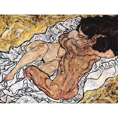 EGON SCHIELE THE EMBRACE OLD MASTER ART PAINTING PRINT 12x16 Inch 30x40cm POSTER • £11.99