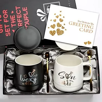 Soon To Be Mr And Mrs Mugs Set Couples Coffee Cups Gifts 14oz - Engagement Gifts • £24.99