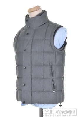 MONCLER Solid Gray Wool Goose Down Puffer Luxury Jacket Coat Vest - Size 4 / XL • $517.75
