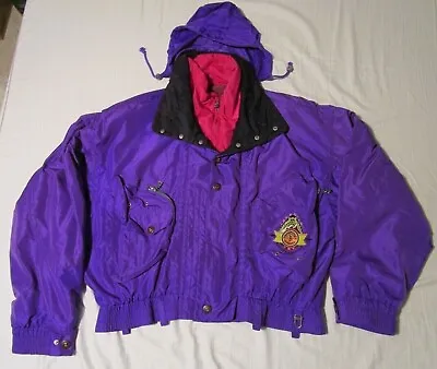 Vintage Bogner Expedition Hooded Bomber Ski Jacket Coat Mens Purple L XL G 46 • $29.99