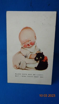 £1.55 • Buy Mabel Lucie Attwell 1923 Postcard ~ Black Cats May Be Lucky ! Shifnal Postmark