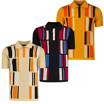 £44.50 • Buy NEW MADCAP MOD 50s 60s JACQUARD KNIT RETRO Vintage POLO SHIRT Comet MC1004