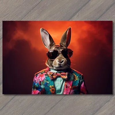 POSTCARD Stylish Bunny Rabbit In Hawaiian Shirt And Sunglasses • $6