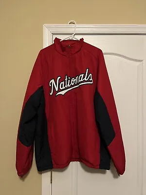Men’s Washington Nationals Majestic Red On-Field Therma Base Full-Zip Jacket 2XL • $75
