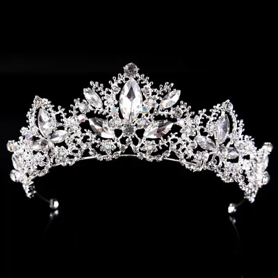 Luxury Queen Tiara Wedding Crown Crystal Rhinestone Headband Bridal Headpieces • £12.29