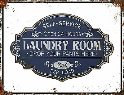 £3.49 • Buy Laundry Room Drop Yo Plaque Vintage Look Retro Style Metal Sign, Bar Pub Mancave