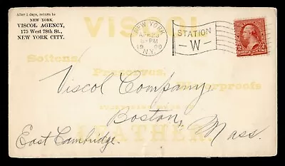 DR WHO 1900 ADVERTISING VISCOL LEATHER NY STA W FLAG CANCEL J99463 • $0.50