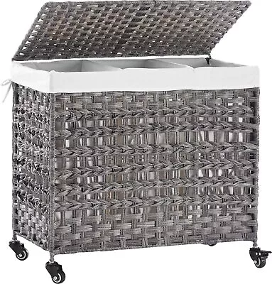 140L Large Laundry Basket With Wheels Laundry Hamper With Lid And Removable • $75.18