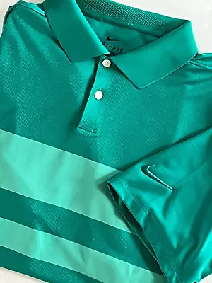 NEW Nike Mens Dry Vapor DRI-FIT Golf Polo Striped Green Large CI7903-370 • $34.99