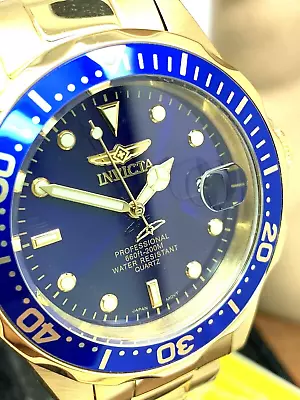 Invicta Men's Watch 8937 Pro Diver Blue Dial Gold Stainless Steel Quartz 37.5mm • $49.49