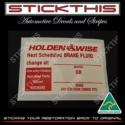 Suits Holden - Holdenwise Service Brake Fluid Decal/Sticker X1 80's-90's • $5.25