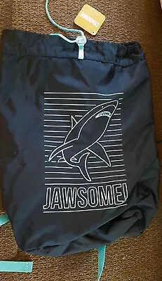 NWT GYMBOREE Jawsome Shark Drawstring Beach Backpack Black / Blue  Kids  • $14.39