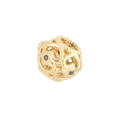 £289 • Buy Genuine PANDORA 14Carat Yellow Gold Black Diamond Open Heart Charm (9mm Wide)