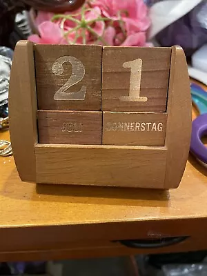 German Wooden Block Desk Calendar VTG 4”h • $12