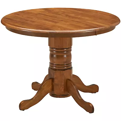 $346.15 • Buy Linaria Round Dining Table 106cm Pedestral Stand Solid Rubber Wood - Walnut