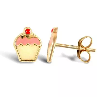 Children's 9ct Yellow Gold Cupcake Stud Earrings • £39.99