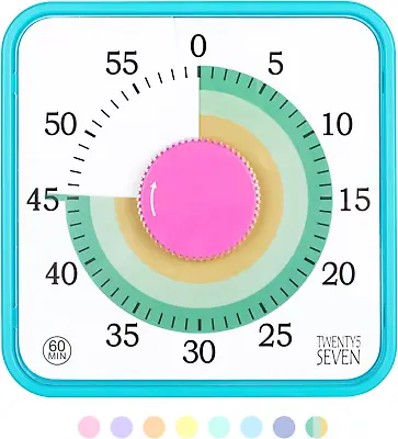 TWENTY5 SEVEN Countdown Timer 7.5 Inch; 60 Minute 1 Hour Visual Timer – Classroo • £29.07