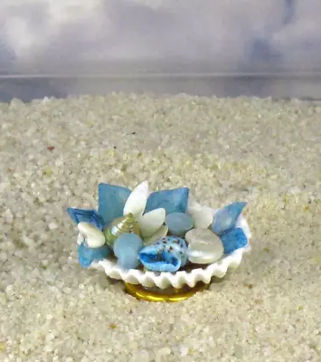 WMH Dollhouse Miniature  Shell Bowl Of Seashells - Teal Blue • $4.99