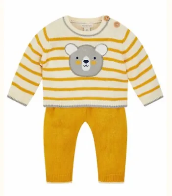 £40 • Buy Monsoon Baby Boys Bear Knit Stripe Set Age 3-6 Months *BNWT*